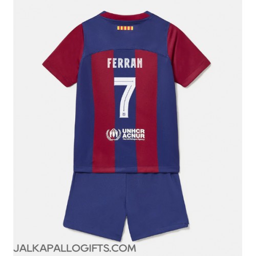 Barcelona Ferran Torres #7 Koti Peliasu Lasten 2023-24 Lyhythihainen (+ Lyhyet housut)